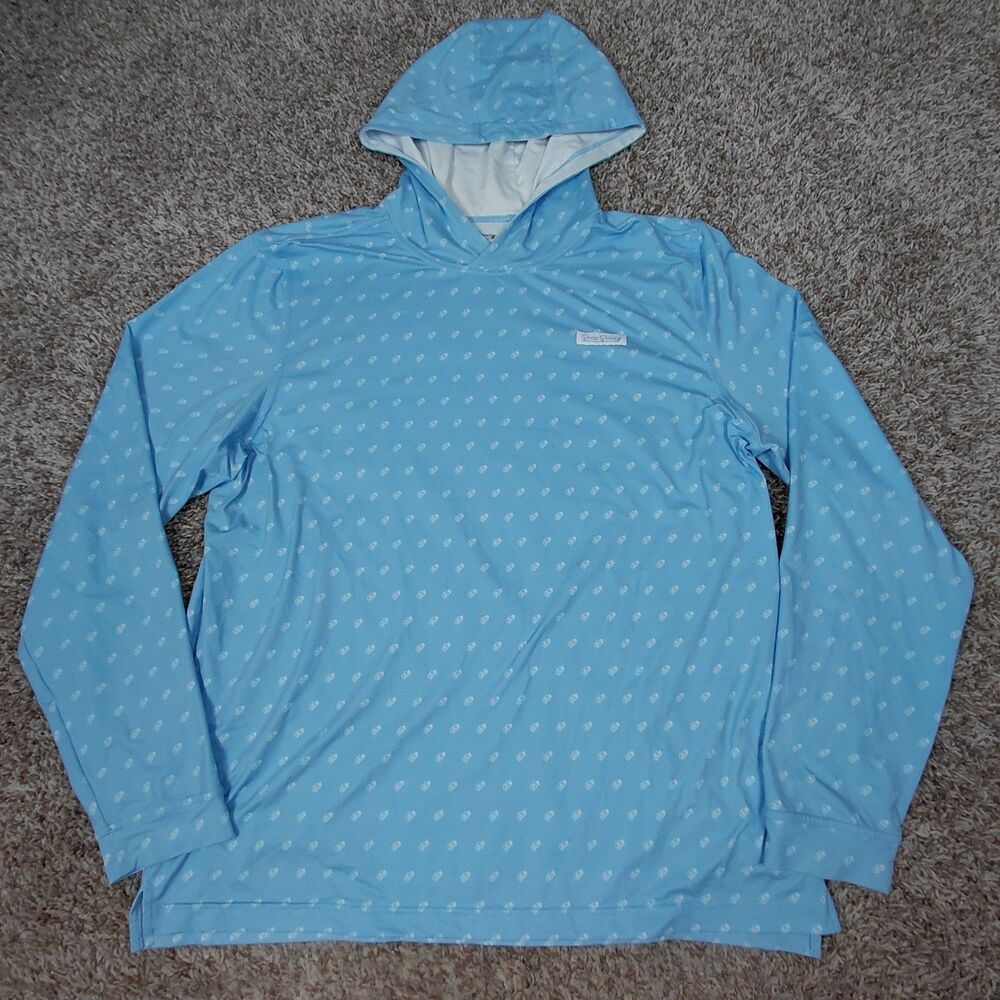 Good Good Golf Shirt Mens XL Sky Blue AOP Hooded Tee Hoodie